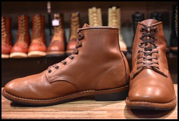 【7.5D 良品 17年】レッドウィング 9063 ベックマン チーク フェザーストーン 茶 フラットボックス ブーツ redwing HOPESMORE