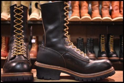 【9.5D 良品 PT91プリント 9５年】レッドウィング 2210 ロガー ブラック クローム スチールトゥ 編み上げ ブーツ redwing HOPESMORE