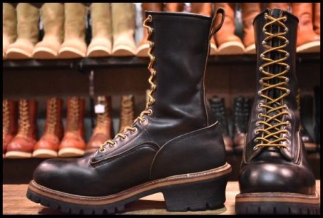 【9.5D 良品 PT91プリント 9５年】レッドウィング 2210 ロガー ブラック クローム スチールトゥ 編み上げ ブーツ redwing HOPESMORE