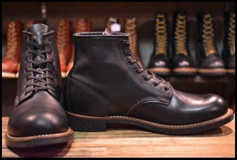 【8D 美品 13年】レッドウィング 9160 ブラックスミス 黒 ブラック プレーントゥ ラウンドトゥ 編み上げ ブーツ redwing HOPESMORE