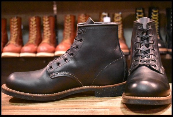 【8D 美品 13年】レッドウィング 9160 ブラックスミス 黒 ブラック プレーントゥ ラウンドトゥ 編み上げ ブーツ redwing HOPESMORE