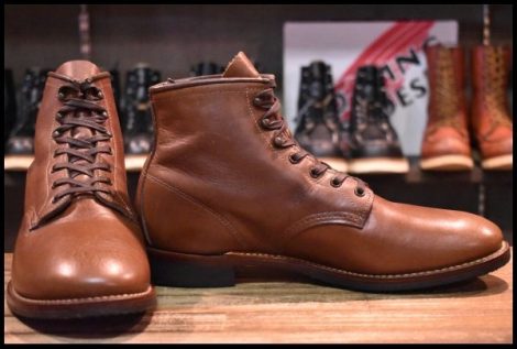 【9.5D 美品 17年】レッドウィング 9063 ベックマン チーク フェザーストーン 茶 フラットボックス ブーツ redwing HOPESMORE