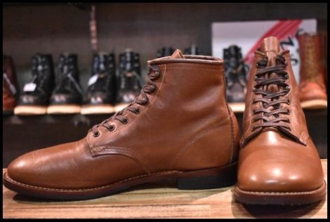 【9.5D 美品 17年】レッドウィング 9063 ベックマン チーク フェザーストーン 茶 フラットボックス ブーツ redwing HOPESMORE