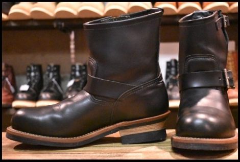 【8D 美品 15年】レッドウィング 2976 ショート エンジニア 黒 ブラッククローム スチールトゥ ブーツ redwing HOPESMORE