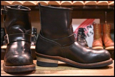 【7.5D 良品 10年】レッドウィング 2976 ショート エンジニア 黒 ブラッククローム スチールトゥ プルオン ブーツ redwing HOPESMORE