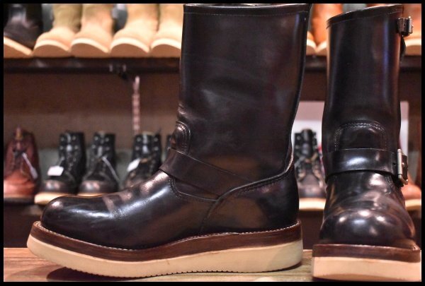 【9D 良品 08年 ビブラムカスタム】レッドウィング 2268 エンジニア 黒 ブラッククローム スチールトゥ ブーツ redwing HOPESMORE