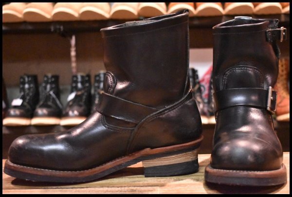 【7.5D 良品 10年】レッドウィング 2976 ショート エンジニア 黒 ブラッククローム スチールトゥ プルオン ブーツ redwing HOPESMORE