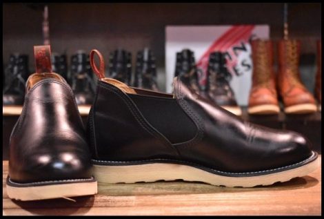 【9E 美品 16年】レッドウィング 8142 サイドゴア 黒 ブラッククローム ローカット オックスフォード 短靴 ブーツ redwing HOPESMORE