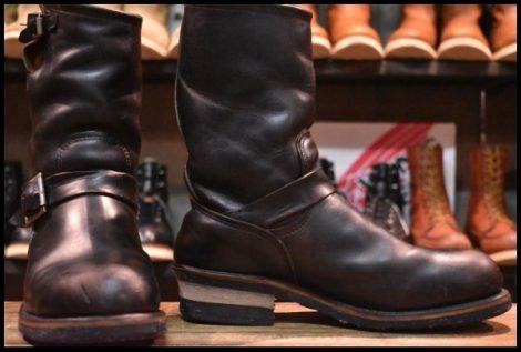 【7D 良品 PT83 90年01月刻印】レッドウィング 2268 エンジニア 黒 ブラッククローム スチールトゥ ブーツ redwing HOPESMORE