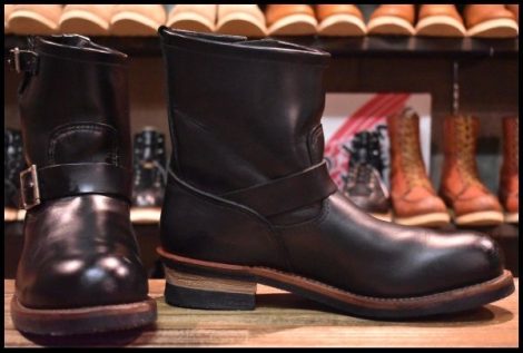 【10D 良品 10年】レッドウィング 2976 ショート エンジニア 黒 ブラッククローム スチールトゥ プルオン ブーツ redwing HOPESMORE