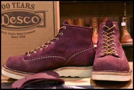 【9EE 箱付 美品 20年】WESCO ウエスコ カスタムジョブマスターLTT パープルラフアウト 編み上げ ビブラム4014ダブル ブーツ HOPESMORE