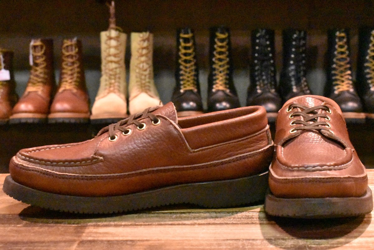 【8E 美品】RUSSELL MOCCASIN ラッセルモカシン オックスフォード ブラウン シボ革 ダブルモカシン 短靴 ブーツ HOPESMORE