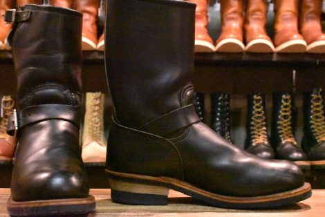 【8D 良品 PT91プリント】レッドウィング 2268 エンジニア 黒 ブラッククローム スチールトゥ プルオン ブーツ redwing HOPESMORE