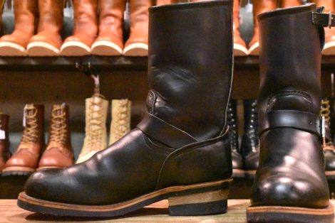 【8D 良品 PT91プリント】レッドウィング 2268 エンジニア 黒 ブラッククローム スチールトゥ プルオン ブーツ redwing HOPESMORE