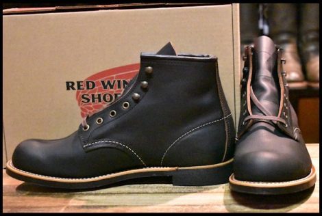 【9.5D 箱付 未使用 23年】レッドウィング 3345 ブラックスミス 黒 プレーリー プレーントゥ レースアップ ブーツ redwing HOPESMORE