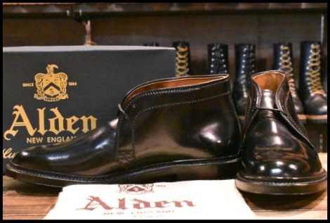 【8.5D 箱付 未使用】ALDEN オールデン 1340 チャッカ ブラック シェルコードバン 黒 短靴 ローカット 編み上げ ブーツ HOPESMORE