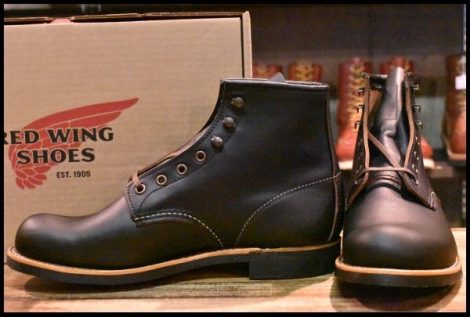 【8.5D 箱付 未使用 24年】レッドウィング 3345 ブラックスミス 黒 プレーリー プレーントゥ レースアップ ブーツ redwing HOPESMORE