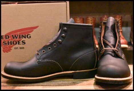 【8D 箱付 未使用 23年】レッドウィング 3345 ブラックスミス 黒 プレーリー プレーントゥ レースアップ ブーツ redwing HOPESMORE