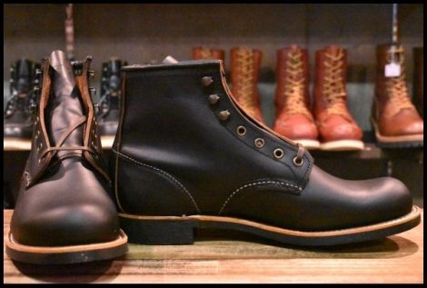 【8.5D 箱付 未使用 24年】レッドウィング 3345 ブラックスミス 黒 プレーリー プレーントゥ レースアップ ブーツ redwing HOPESMORE