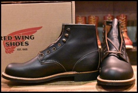 【7.5D 箱付 未使用 24年】レッドウィング 3345 ブラックスミス 黒 プレーリー プレーントゥ レースアップ ブーツ redwing HOPESMORE