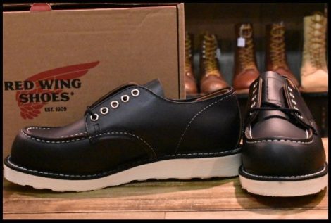 【7D 箱付 未使用 24年】レッドウィング 8090 オックスフォード 黒 ブラックプレーリー モックトゥ ローカット ブーツ redwing HOPESMORE