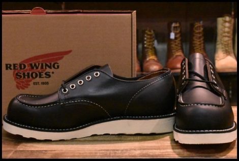 【9D 箱付 未使用 24年】レッドウィング 8090 オックスフォード 黒 ブラックプレーリー モックトゥ ローカット ブーツ redwing HOPESMORE