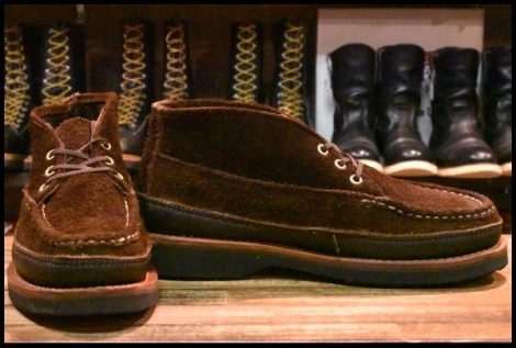 【8E 良品】RUSSELL MOCCASIN ラッセルモカシン スポーティングクレーチャッカ ブラウン ダブルモカシン スエード ブーツ HOPESMORE