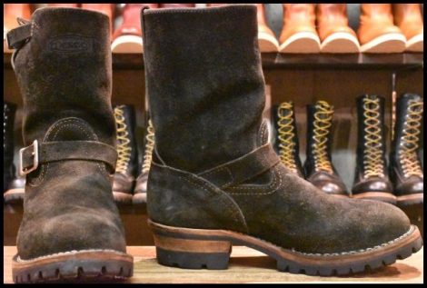 【8.5E 良品 07年】WESCO ウエスコ カスタムボス ブラックラフアウト 黒スエード ビブラム100 9インチハイト ブーツ BOSS HOPESMORE