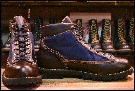 【9EE 良品 白タグ】Danner ダナー ダナーライトマーシャル 30118 ブラウン×ネイビー レースアップ トレッキング ブーツ HOPESMORE