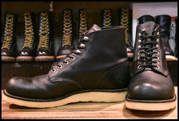 【8D 良品 10年】レッドウィング 8165 アイリッシュセッター 黒 ブラッククローム プレーントゥ 編み上げ ブーツ redwing HOPESMORE