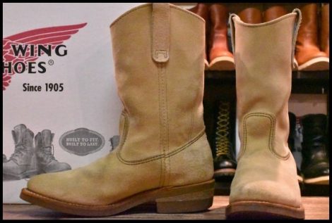 【7E 箱付 良品 07年】レッドウィング 8156 スエード ペコス ホーソーン タンラフアウト ベージュ ブーツ redwing pecos HOPESMORE