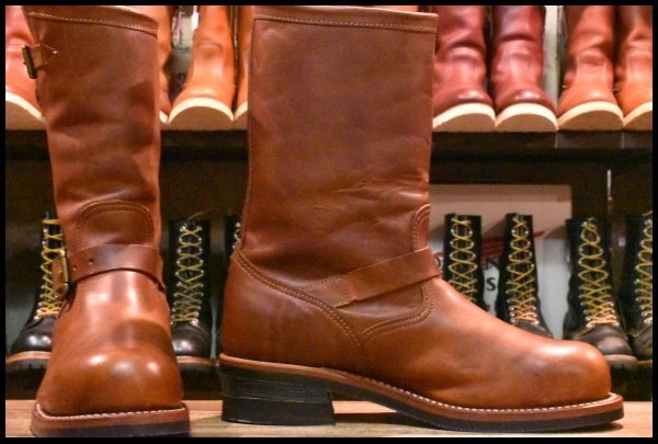 美品　CHIPPEWA 9インチ　モックロングエンジニアブーツ ブラウン 8E 美品 黒タグ】Chippewa チペワ エンジニア 91066 茶 タン