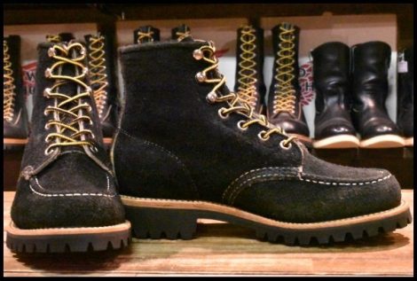 【5.5M 美品 黒タグ Cマーク】Chippewa チペワ 90268L 黒 ブラックスエード ビブラム レースアップ 編み上げ レディース ブーツ HOPESMORE