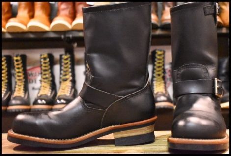 【8D 美品 09年】レッドウィング 2268 エンジニア 黒 ブラッククローム スチールトゥ ブーツ redwing HOPESMORE