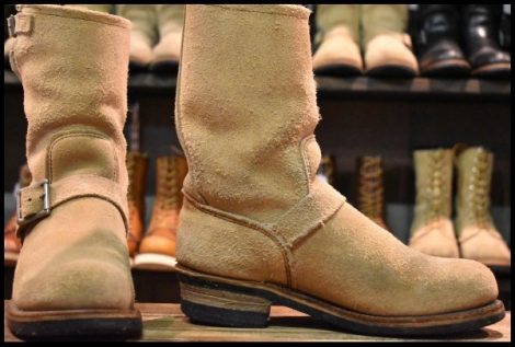 【8D 良品 PT99プリント ベルト位置低い 03年】レッドウィング 8268 スエード エンジニア タン ラフアウト ブーツ redwing HOPESMORE