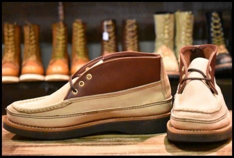 【8E 未使用】RUSSELL MOCCASIN ラッセルモカシン スポーティングクレーチャッカ バーラップ×ブラウン ビブラム2060 ブーツ HOPESMORE