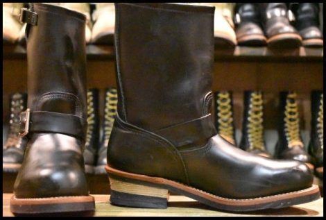 【8D 美品 13年】レッドウィング 2268 エンジニア 黒 ブラッククローム スチールトゥ プルオン ブーツ redwing HOPESMORE