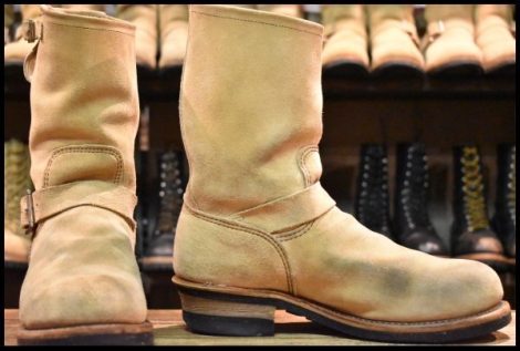【9D 良品 PT99プリント 旧シルエット 06年】レッドウィング 8268 スエード エンジニア スチールトゥ ベージュ ブーツ redwing HOPESMORE