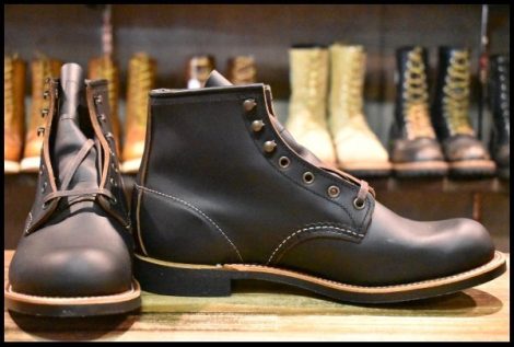 【9D 箱付 未使用 23年】レッドウィング 3345 ブラックスミス 黒 プレーリー プレーントゥ レースアップ ブーツ redwing HOPESMORE