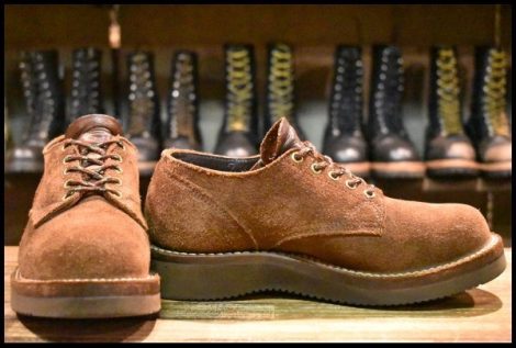 【UK7.5 良品】VIBERG ヴァイバー オックスフォード 茶 ブラウンラフアウト 短靴 スエード ビブラム2021シングル ブーツ HOPESMORE