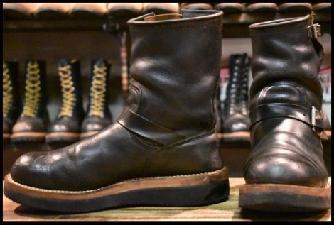 【8D ジャンク PT83 カスタム】レッドウィング 2268 エンジニア 黒 クローム スチールトゥ ビブラム2021 ブーツ redwing HOPESMORE