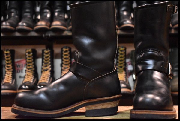 【5.5D 良品 PT91刺繍 98年】レッドウィング 2268 エンジニア 黒 ブラッククローム スチールトゥ プルオン ブーツ redwing HOPESMORE