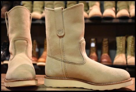 【5.5E 美品 09年】レッドウィング 8168 スエード ペコス ホーソーン アビレーン ラフアウト ベージュ ブーツ redwing pecos HOPESMORE