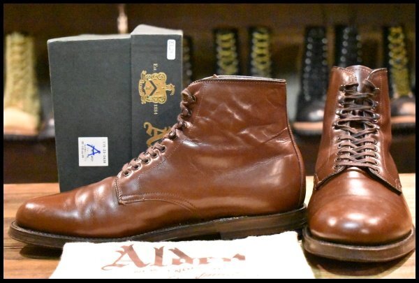 【7D 良品 LEATHER SOUL別注】ALDEN オールデン 45172 レースアップブーツ ブラウン カーフ 茶 編み上げ プレーントゥ HOPESMORE