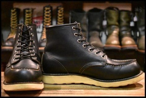 【9E 良品 犬タグ】レッドウィング 8179 アイリッシュセッター 黒 ブラッククローム モックトゥ 編み上げ ブーツ redwing HOPESMORE