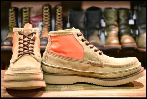 【7E 美品】RUSSELL MOCCASIN ラッセルモカシン ショートPH サファリ ダブルモカシン ララミースエード×オレンジ ブーツ HOPESMORE