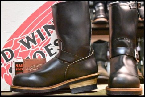 【6D 箱付 美品 PT99プリント 旧シルエット 02年】レッドウィング 2268 エンジニア ブラッククローム スチール ブーツ redwing HOPESMORE