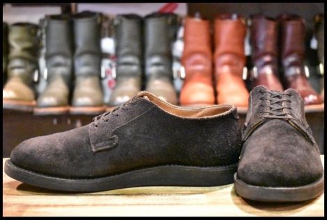 【8.5D 良品 18年】レッドウィング 9112 黒スエード ポストマン オックスフォード レースアップ ブーツ ブラック redwing HOPESMORE