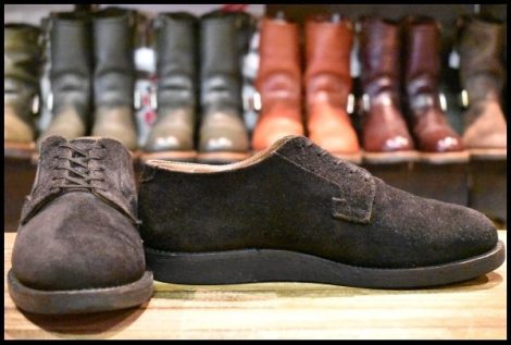【8.5D 良品 18年】レッドウィング 9112 黒スエード ポストマン オックスフォード レースアップ ブーツ ブラック redwing HOPESMORE