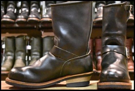 【9D 良品 PT99プリント 旧シルエット 03年】レッドウィング 2268 エンジニア 黒 ブラック スチールトゥ ブーツ redwing HOPESMORE